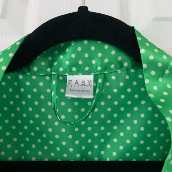 Green + White polka dot silky robe - Picture 3 of 4